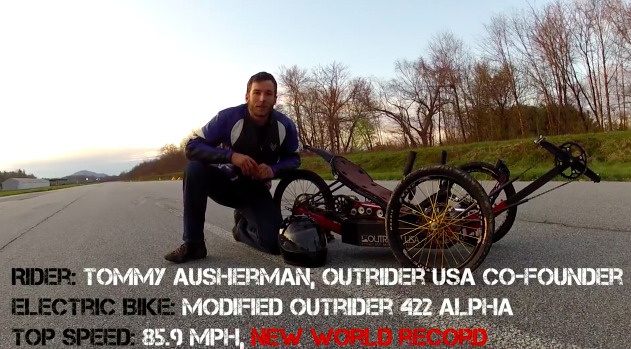 Tommy Ausherman Co Founder on Outrider USA rode a modified 422 Alpha electric bike 85 9 mph88f143468 0